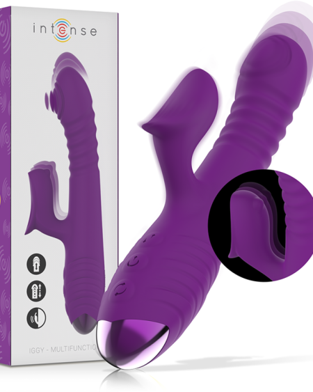INTENSE - VIBRATEUR RECHARGEABLE MULTIFONCTION IGGY UP  DOWN AVEC STIMULATEUR CLITORAL VIOLET