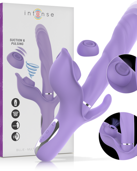 INTENSE - BILLIE VIBRATEUR MULTIFONCTION RECHARGEABLE ONDES STIMULANTES AVEC BOUTON POUSSOIR VIOLET