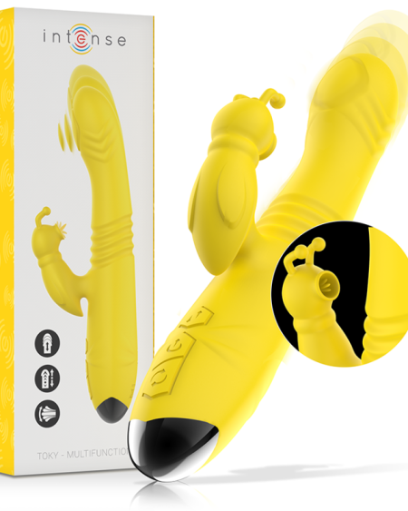 INTENSE - VIBRATEUR MULTIFONCTION TOKY UP  DOWN AVEC STIMULATEUR CLITORAL JAUNE