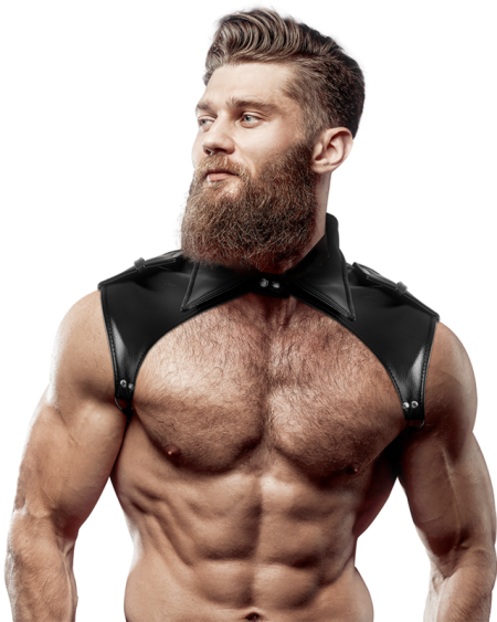 FETISH SUBMISSIVE ATTITUDE - HARNAIS DE COU RÉGLABLE EN ÉCO-CUIR POUR HOMMES BRIGADE
