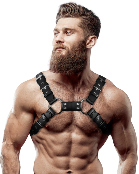 FETISH SUBMISSIVE ATTITUDE - HARNAIS DE POITRINE RÉGLABLE EN CUIR ÉCOLOGIQUE POUR HOMMES BULLDOG