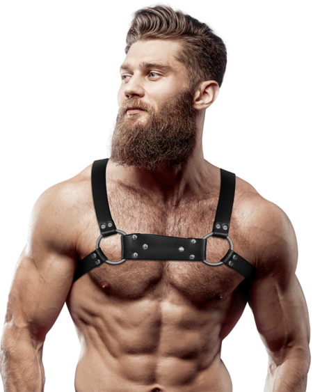 FETISH SUBMISSIVE ATTITUDE - HARNAIS DE POITRINE BULLDOG EN CUIR ÉCOLOGIQUE POUR HOMMES TAILLE M/L