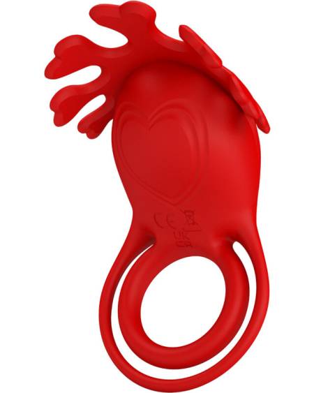 PRETTY LOVE - ANNEAU VIBRATEUR RUBEN 7 VIBRATIONS SILICONE ROUGE