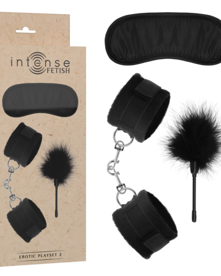 INTENSE - FETISH PLAYSET ÉROTIQUE 2 AVEC MENOTTES, MASQUE AVEUGLE ET TICKLER