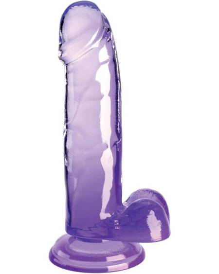KING COCK - CLEAR PÉNIS RÉALISTE AVEC BOULES 15.2 CM VIOLET