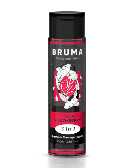 BRUMA - HUILE DE MASSAGE PREMIUM EFFET CHALEUR SAVEUR FRAISE 3 EN 1 - 100 ML