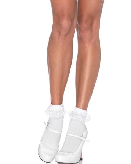 LEG AVENUE - CHAUSSETTES  VOLANTS EN DENTELLE BLANCHE