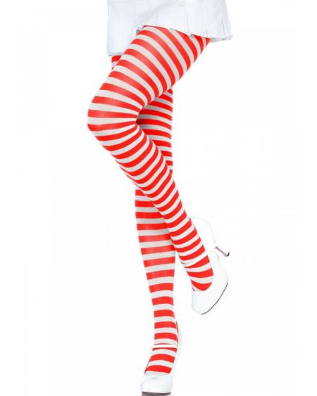 LEG AVENUE - COLLANTS  RAYURES BLANC/ROUGE