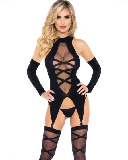 LEG AVENUE - ENSEMBLE 3 PIÈCES BODY + BAS + MANCHES
