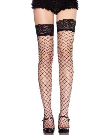 LEG AVENUE - BAS RÉSILLE ET DENTELLE NOIRE