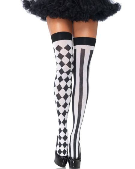 LEG AVENUE - CHAUSSETTES HAUTE ARLEQUIN NOIR/BLANC