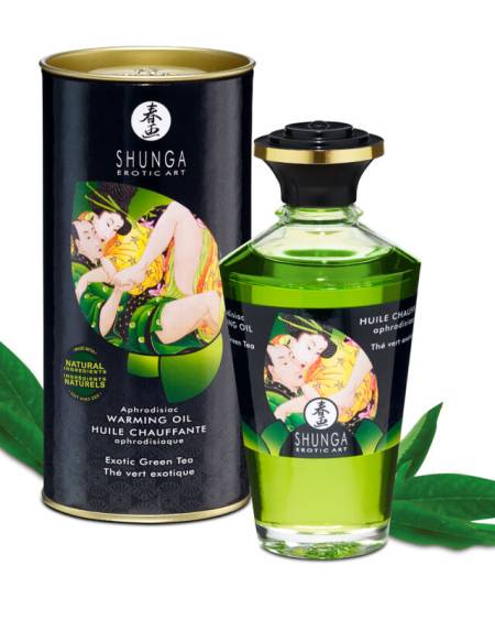 SHUNGA - HUILE DE MASSAGE EFFET CHALEUR AU THÉ VERT BIO 100 ML