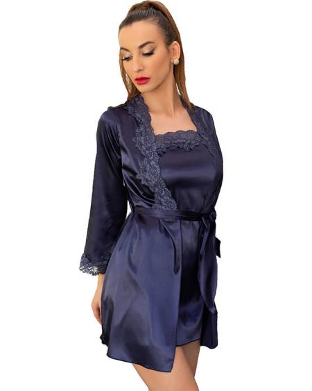 LIVCO CORSETTI FASHION - JACQUELINE LC 90249 BATA + CAMISA + PANTY AZUL MARINO S/M