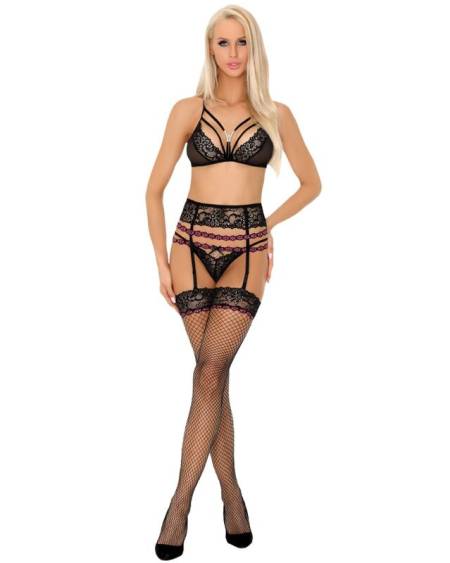 LIVCO CORSETTI FASHION - SNEHANA LC 90443 SUJETADOR + LIGUERO + PANTY NEGRO