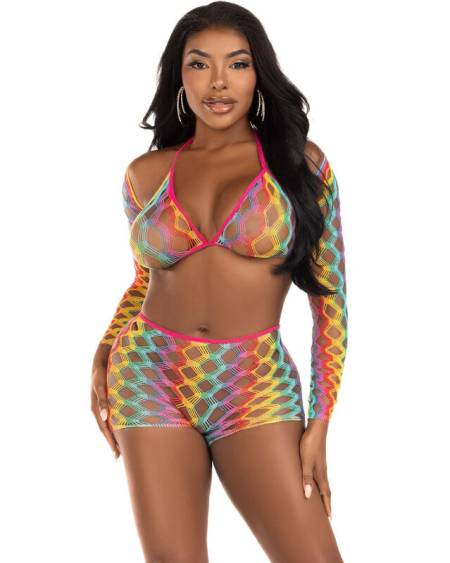 LEG AVENUE - ENSEMBLE DE TROIS PIÈCES MULTICOLORE