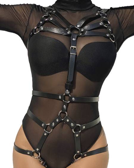 SUBBLIME - HARNAIS CORPS SANGLES AJUSTABLES CUIR NOIR TAILLE UNIQUE