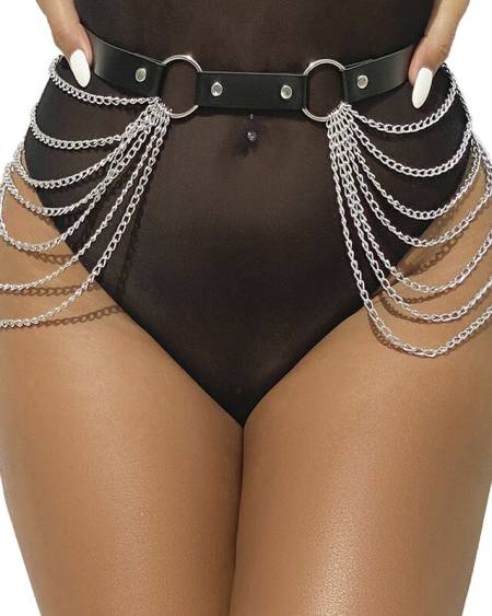 SUBBLIME - CHAÎNE CUIR CEINTURE NOIRE TAILLE UNIQUE