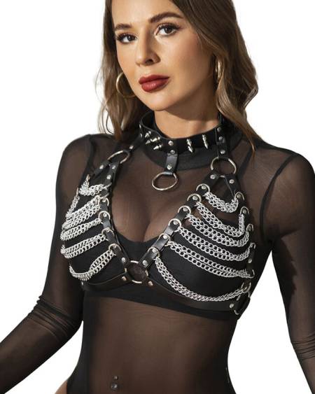 SUBBLIME - SOUTIEN-GORGE HARNAIS ET COLLIER AVEC CHAÎNE S TAILLE UNIQUE