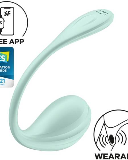 SATISFYER - APPLICATION GRATUITE STIMULATEUR DE POINT G PÉTALE LISSE VERT D'EAU