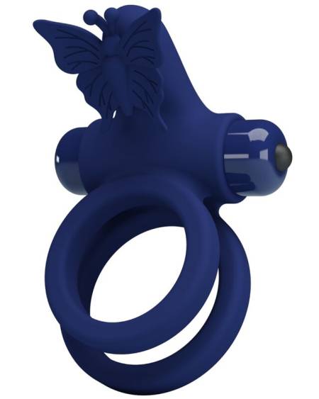 PRETTY LOVE - JAMELE DOUBLE ANNEAU AVEC VIBRATION  STIMULATEUR DE PAPILLON BLEU