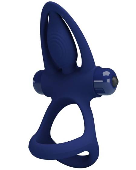 PRETTY LOVE - MAT DOUBLE ANNEAU AVEC VIBRATION  STIMULATEUR BLEU