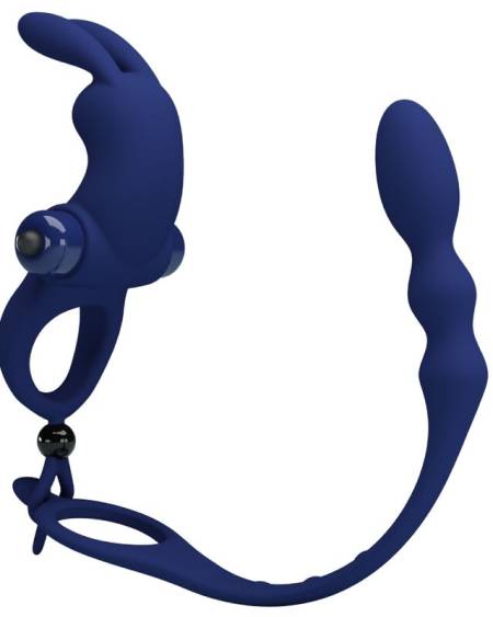 PRETTY LOVE - AYAD ANNEAU VIBRATEUR LAPIN AVEC PLUG BLEU