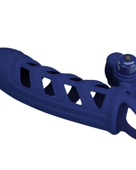 PRETTY LOVE - ALTAF ANNEAU VIBRATEUR AVEC GAINE EN SILICONE BLEU