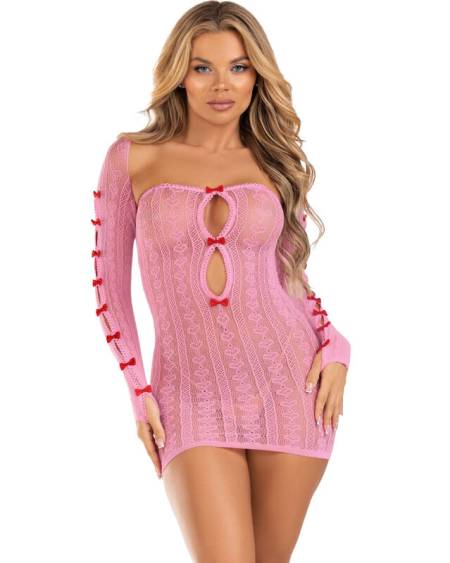 LEG AVENUE - ROBE COEUR  NOEUDS ROSE TAILLE UNIQUE