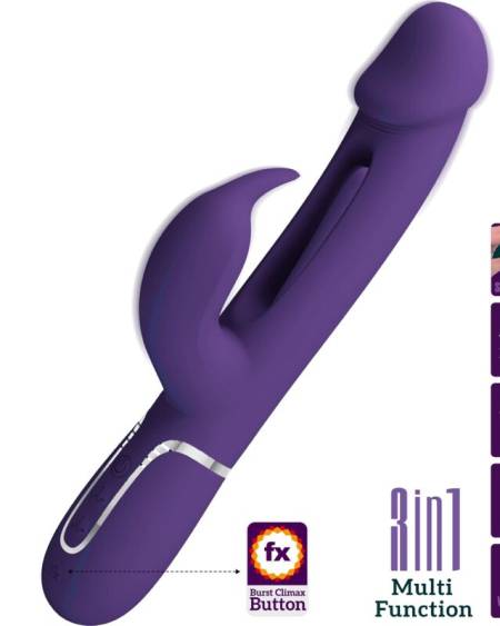 PRETTY LOVE - VIBRATEUR MULTIFONCTION 3 EN 1 KAMPAS RABBIT AVEC LANGUE VIOLET