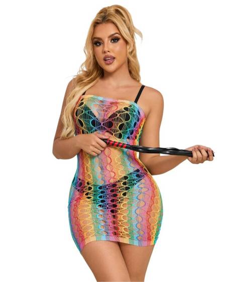 SUBBLIME - 952365 ROBE RÉSEILLE ÉPAULES NUES ARC-EN-CIEL TAILLE UNIQUE