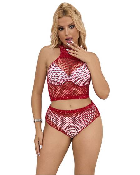 SUBBLIME - 952402 ENSEMBLE RESILLE AVEC LOSANGES ROSES TAILLE UNIQUE