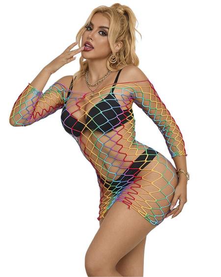 SUBBLIME - 952426 ROBE RÉSILLE MANCHES LONGUES ARC-EN-CIEL TAILLE UNIQUE