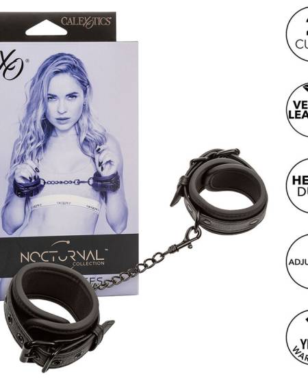 CALEXOTICS - NOCTURNAL POIGNETS EN CUIR RÉGLABLES NOIRS