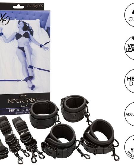 CALEXOTICS - NOCTURNAL CEINTURE DE LIT RÉGLABLE EN CUIR NOIR