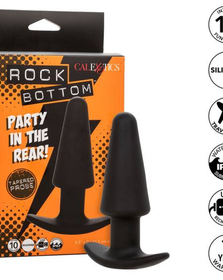 CALEXOTICS - ROCK BOTTOM TAPERED ANAL PLUG 10 VIBRATIONS SILICONE NOIR