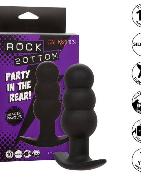 CALEXOTICS - ROCK BOTTOM PLUG ANAL PERLÉ 10 VIBRATIONS SILICONE NOIR