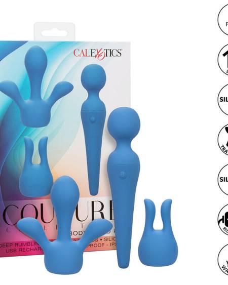 CALEXOTICS - COUTURE KIT VIBRATEUR WAND 10 VIBRATIONS BLEU