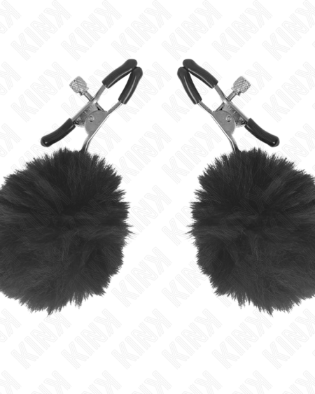 KINK - PINCE A METON BOULE EN FAUSSE FOURRURE NOIR 6 CM