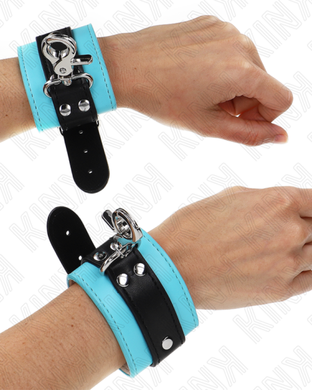 KINK - APPUI-POIGNETS VERROUILLABLES PREMIUM NOIR / BLEU RÉGLABLE 21-28 CM X 5,5 CM