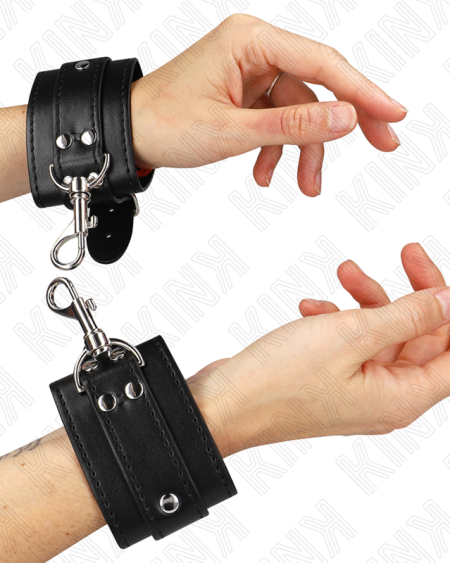 KINK - APPAREILS-POIGNETS VERROUILLABLES DUNGEON NOIR AJUSTABLES 21-28 CM X 5,5 CM