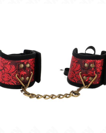 KINK - ATTACHE-POIGNETS SCANDAL DÉTAILS DENTELLE ROUGE-NOIR 24,5 CM X 6,5 CM
