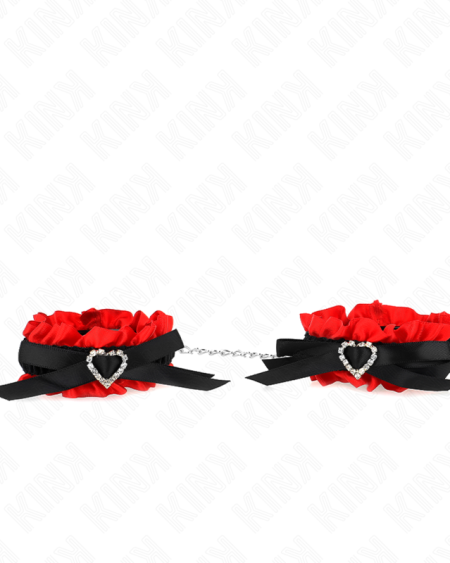 KINK - ATTENTES-POIGNETS ÉLASTIQUES EN DENTELLE DÉTAILS COEUR ROUGE RÉGLABLES 22-35 CM