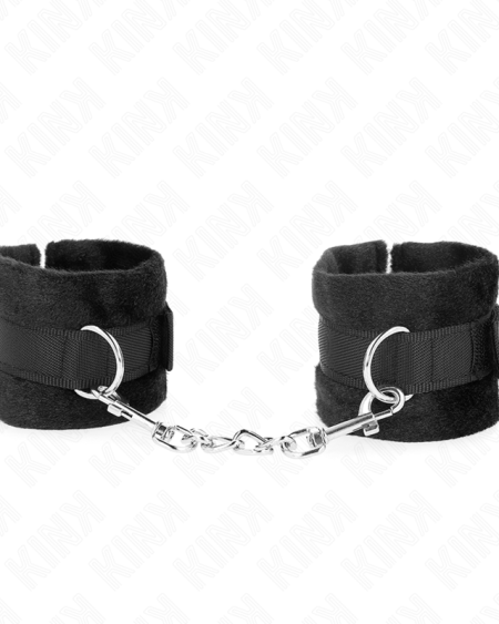 KINK - MANCHETTES DÉBUTANT EN FOURRURE NOIR 30 X 7 CM