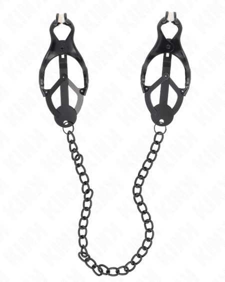 KINK - PINCES À METELLES TRÈFLE JAPONAIS AVEC CHAÎNE NOIR 30 CM