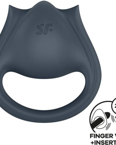 SATISFYER - PERFECT PAIR 2 MULTIVIBRATEUR 2 EN 1 ANNEAU PÉNIS ET STIMULATEUR DE DOIGTS GRIS