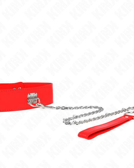 KINK - COLLIER AVEC CEINTURE 65 CM AVEC LARGE BRACELET ROUGE AJUSTABLE 33,5-41 CM X 5 CM