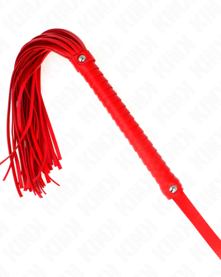KINK - FOUET AVEC MANCHE TEXTURÉ ROUGE 48,5 CM