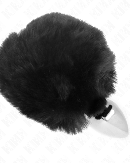 KINK - BOUCHON EN ACIER INOXYDABLE 7 x 3 CM AVEC QUEUE DE LAPIN EN FAUSSE FOURRURE NOIRE 8 CM