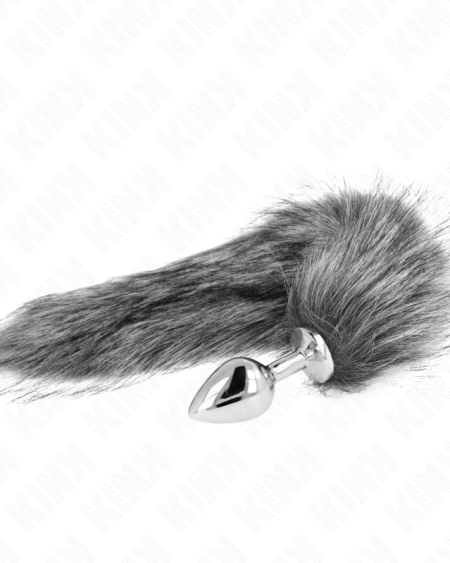 KINK - PLUG ANAL TAILLE M 8 X 3,5 CM AVEC QUEUE SYNTHÉTIQUE 40 CM GRIS