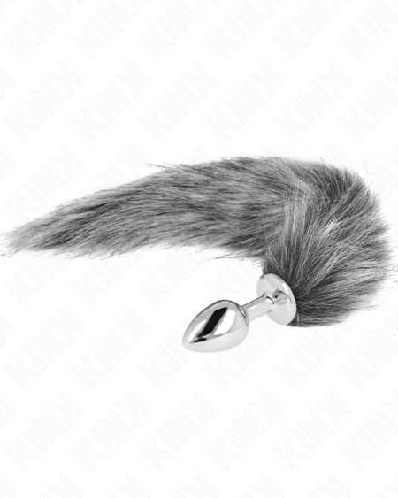 KINK - PLUG ANAL TAILLE S 7 X 3 CM AVEC QUEUE SYNTHÉTIQUE 40 CM GRIS